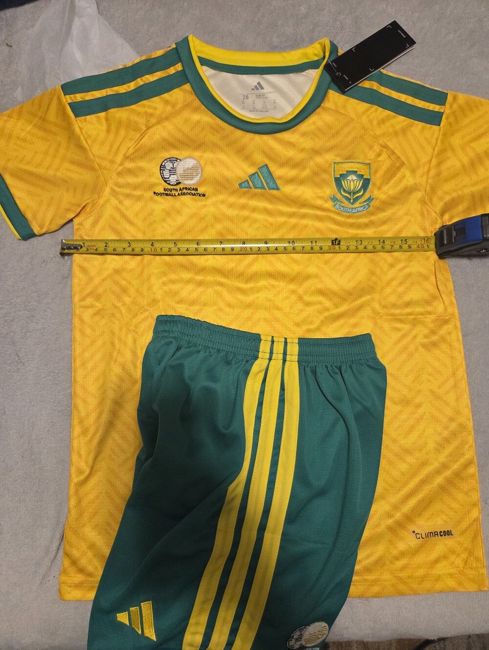 SOUTH AFRICA Kids Yellow and Green Soccer Kit Jersey & Shorts